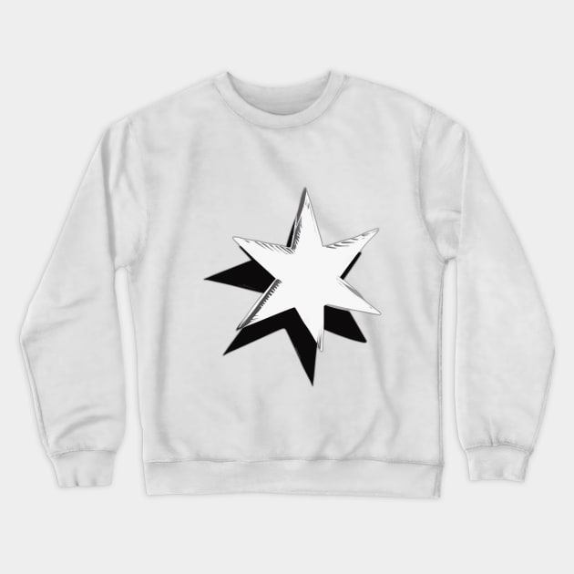 Shimmering Silver Star on Black Background No. 507 Crewneck Sweatshirt by cornelliusy